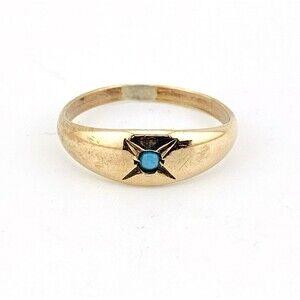 Antique Victorian Gold Filled Turquoise Ring Pinky Midi Size 2